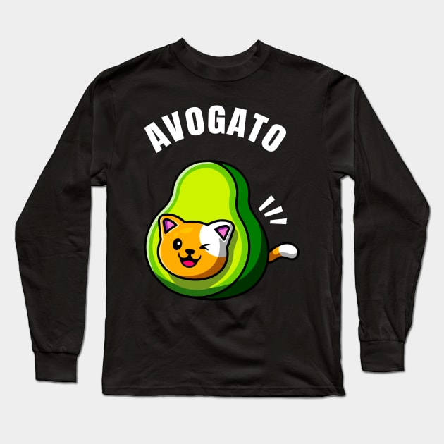 Avogato Funny Cat Avocado Kitten Pet Long Sleeve T-Shirt by Foxxy Merch